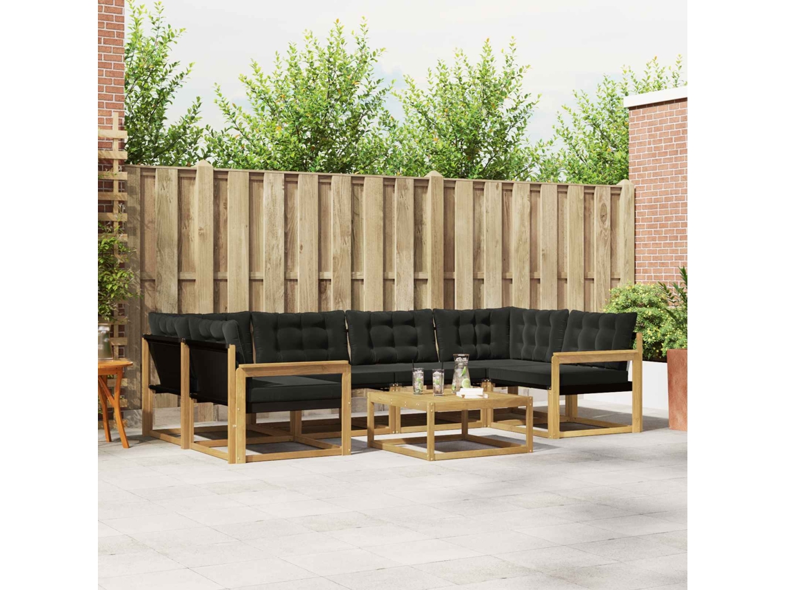 Vidaxl Conjunto De Sofás Para Exterior 7 Unid. Branco E Preto