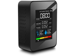 Detector de Qualidade do Ar Multifuncional Co2 TVOC HCHO Temperatura Umidade com Tela LCD Preto com S/MARCA