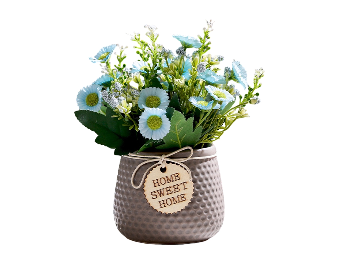 Flores Artificiais em Vaso Pequeno Vaso de Cerâmica Decoração de Mesa Interior NEVEANCE