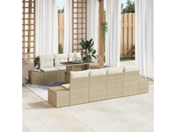 Vidaxl Conjunto De Sofá De Jardim Com Almofada 8 Pcs Bege E Creme