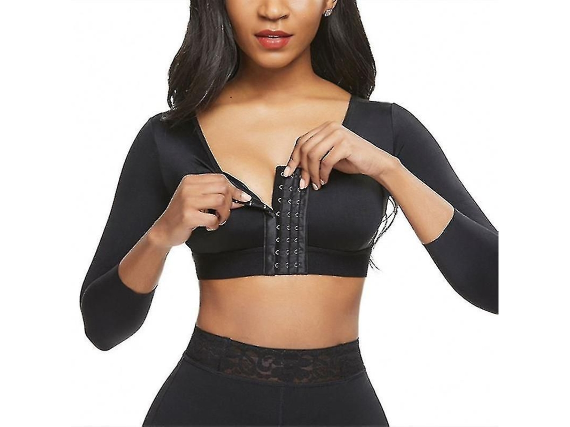 2026 shapewear para Mulher com Manga 3/4, Fecho Frontal, Sutiã de Compressão e Corretor de Postura para Pós operatório e Uso Diário
