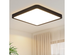 Luz De Teto Led Lâmpada De Teto Plano Quarto 23cm 18w Quadrado Preto 3000k Nettlife