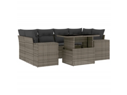 Conjunto de 7 sofás para jardim com almofadões Vime Pe Cinzento MAISON EXCLUSIVE (7 peças)