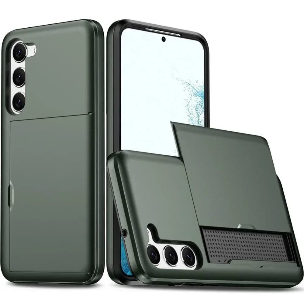 Capa Carteira À Prova De Choque (verde Militar) Para Slot De Cartão Sim Da Samsung (galaxy S26 Plus).