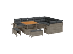 Conjunto 12 Conjunto De Sofá De Jardim Vidaxl Cinzento Vime Pe (100 X 100 X 71 Cm)
