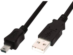 Cabo USB ASSMANN USB A/Mini-USB B 1 m Macho/Macho Preto