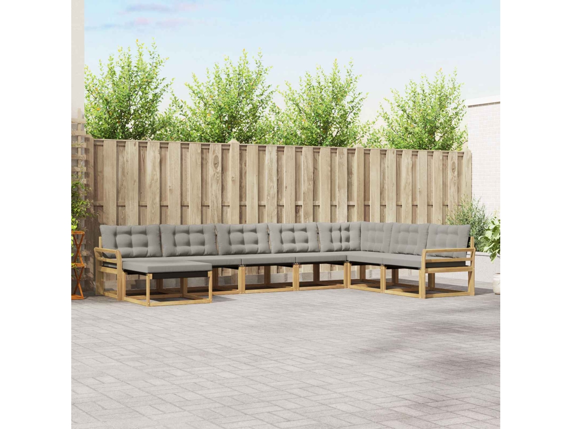 Vidaxl Conjunto De Sofás Para Exterior 8 Pcs Branco E Cinzento-claro