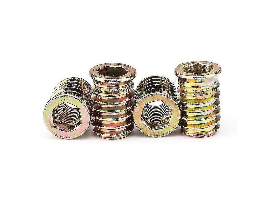 Porcas de inserção sextavadas roscadas em aço carbono para móveis de madeira M6/M8/M10 10/20 peças M6x10mm 10 peças