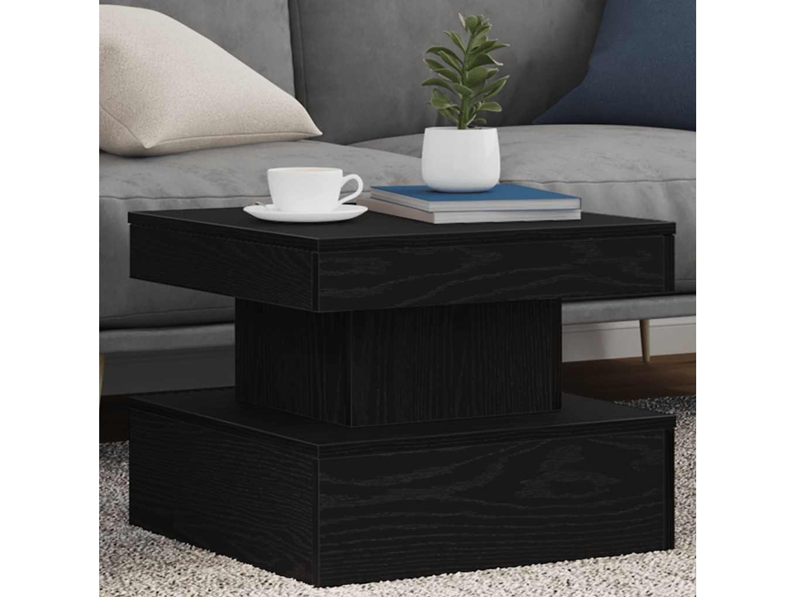 Vidaxl Mesa De Centro Com Luzes Led, Carvalho Preto, 50x50x40 Cm