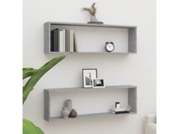 Vidaxl Prateleiras Cubo 2 Pcs 100x15x30 Cm Deriv. Madeira Cinza Sonoma