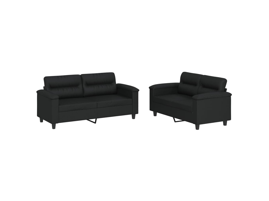 Conjunto de 2 Sofás com Almofadões Couro Artificial Preto MAISON EXCLUSIVE