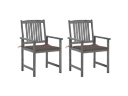 Vidaxl Cadeiras De Jardim Com Almofadões 2 Pcs Acácia Maciça Cinza