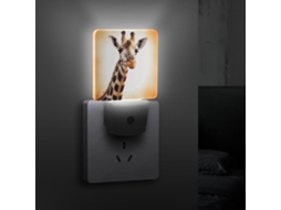 Luminária Noturna Girafa Fofa que se conecta à tomada, Lâmpada Noturna LED com Sensor Crepuscular, Luzes Noturnas