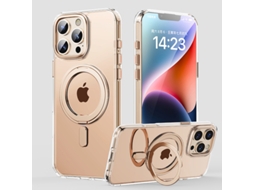 Capa Iphone 14 Pro Max Com Suporte Magnético Invisível (magsafe) Ultra Fina Antichoque Translúcida - Transparente Bronze