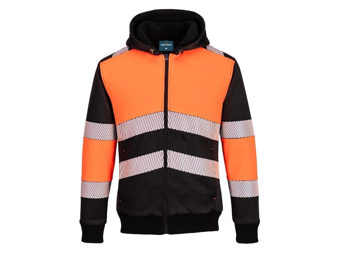 Moletom De Inverno Pw3 Com Capuz E Zíper - Alta Visibilidade Laranja E Preto / Gg