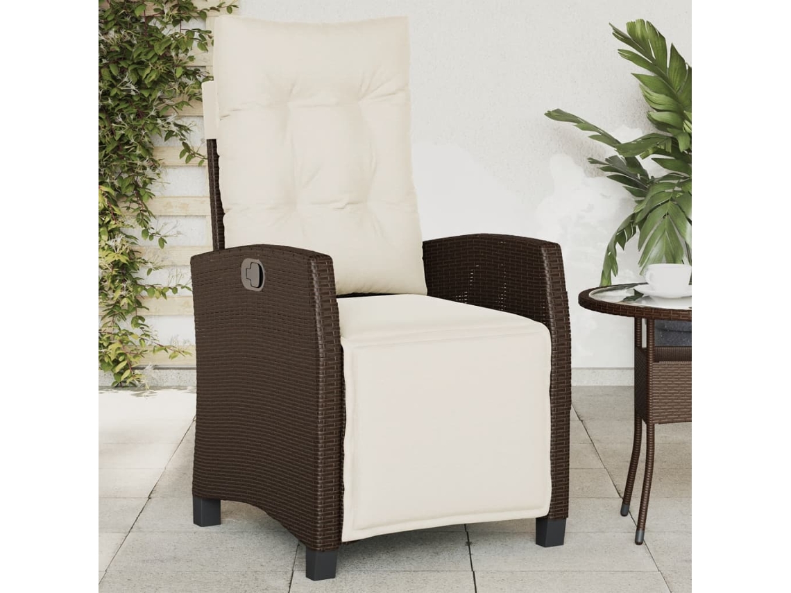 Vidaxl Cadeira Jardim Reclinável C/ Apoio Para Os Pés Vime Pe Castanho