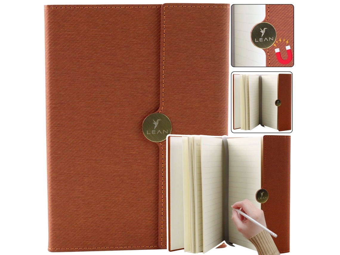 Caderno A5 com Capa Dura e Fecho Magnético, 95 Páginas, Marrom BRILVIBERA