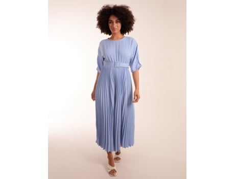 Vestido de Mulher BLUE VANILLA Pleated With Belt Poliéster Azul (M)