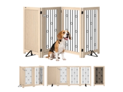 Portão Independente para Pets, Portão para Cães com Porta, 4 Painéis, para Corredor, Escadas, Batente de Porta, Mdf, Aço Ge