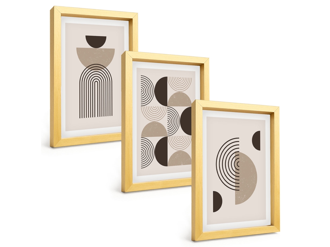 Composição De Quadros Padrões Minimalistas Abstratos Espelharte (3 Peças 20x30 Cm)