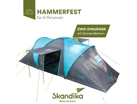 Tenda de Campismo SKANDIKA  Hammerfest 6 Pessoas 2 X Cabines Redes Mosquiteiras Toldo