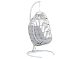 Silla Colgante Con Soporte Beliani Sesia De Tela, Ratán Sintético Gris 105x105x198