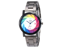 Relógio de Pulso de Casal com Pulseira de Aço Quartzo Esfera Redonda Multicolor