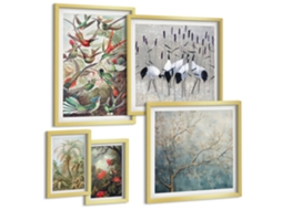 Conjunto De Pinturas Pássaros Tropicais Vintage Espelharte (5 Peças)