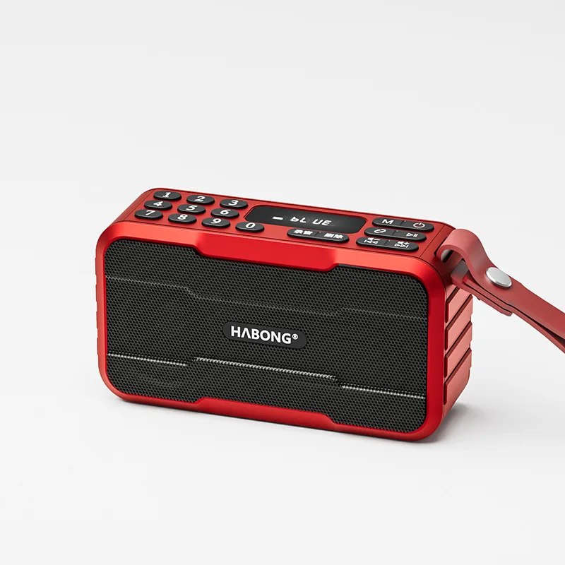 Mini Rádio Fm Bluetooth Soundbar MDUG com subwoofer, microfone, portátil e gravador (vermelho)