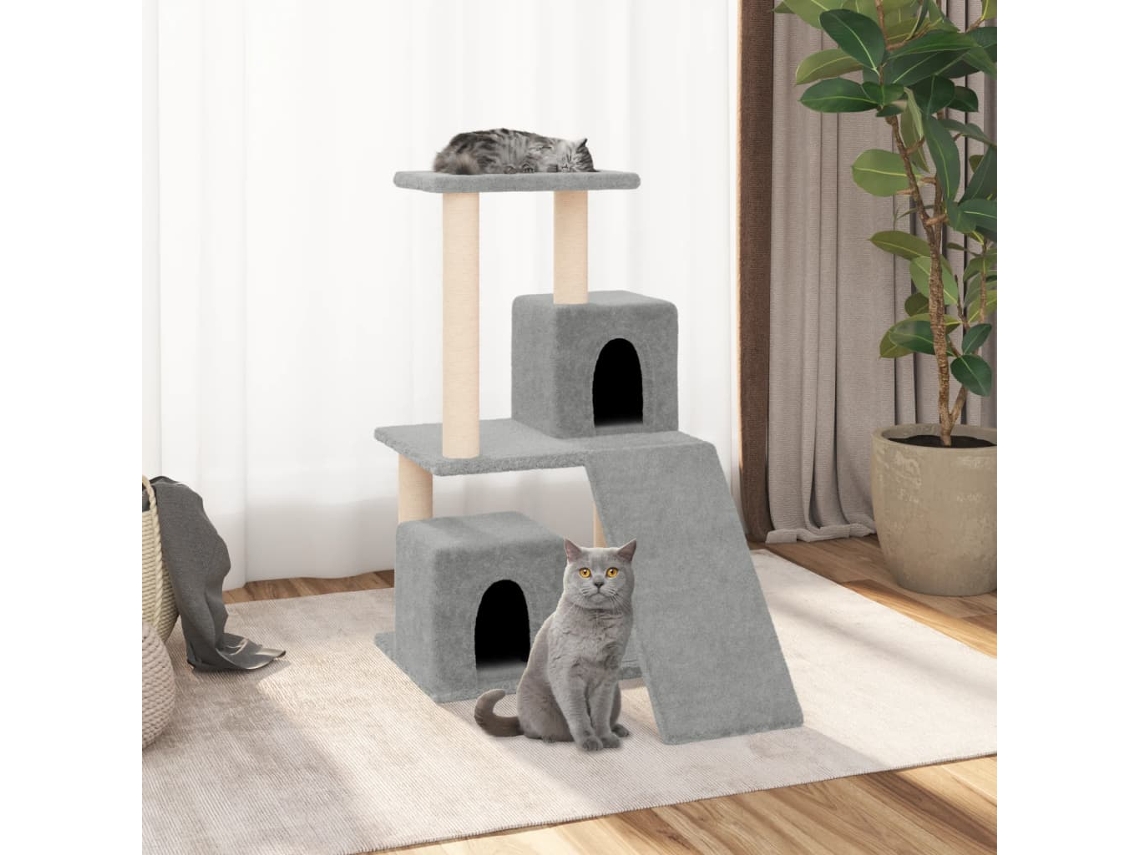Vidaxl Árvore P/ Gatos C/ Postes Arranhadores Sisal 82 Cm Cinza-claro