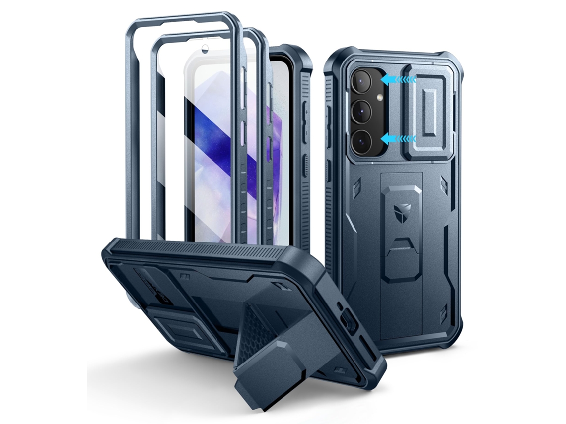 Capa Para Celular Samsung A35 5g Com Tela De 6,6 Polegadas, Resistente A Impactos E Com Protetor De Tela - Azul Marinho