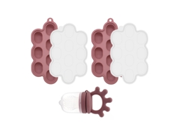 Conjunto Alimentador Bebé EIFSON 6+ Meses com Molde Picolé Silicone Macio (rosa Escuro)