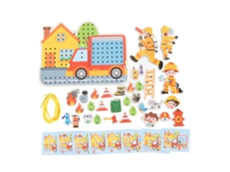 Primerox brinquedo Educativo de Fio de Madeira Cena de Fogo com Figuras para Crianças