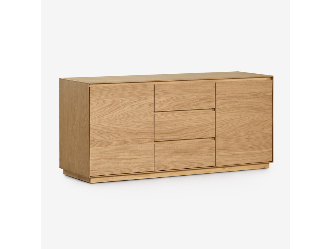 Sklum Aparador Retangular 140x45 Cm Em Mdf Burundi Mdf - Folheado A Carvalho Castanho Roble