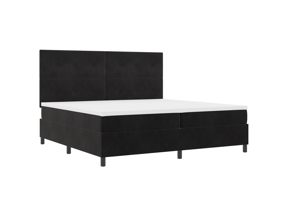 Conjunto 1 Estrado Com Molas Vidaxl Preto Veludo (200 X 200 Cm)