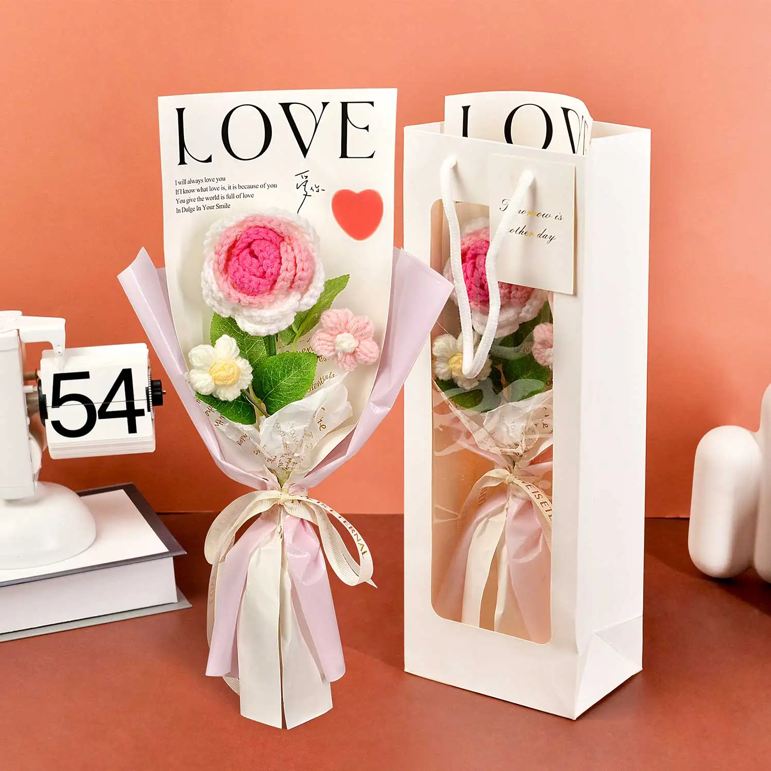 (rosa) Buquê De Rosas Feito À Mão, Buquê De Crochê, O Presente Perfeito