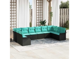 Vidaxl Conjunto De Sofá De Jardim 10 Unid. Preto Vime Pe