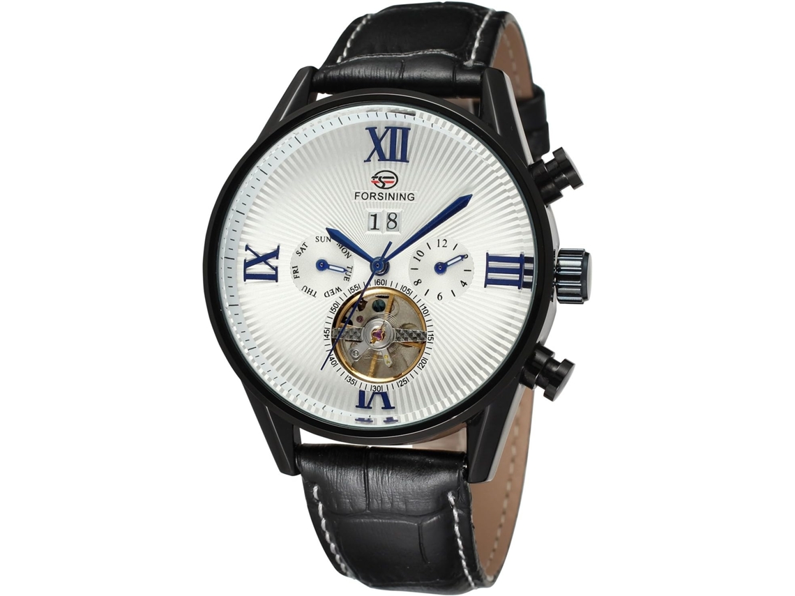Lurelia Relógio Mecânico Masculino, Automático, Analógico, Turbilhão, Aço Inoxidável, Pele