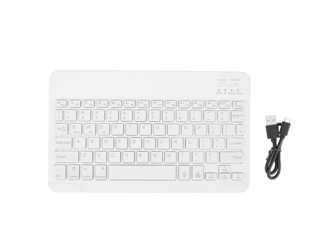 Mini Teclado Sem Fio com Iluminação RGB, Compatível com Celular, Tablet, Laptop, Branco