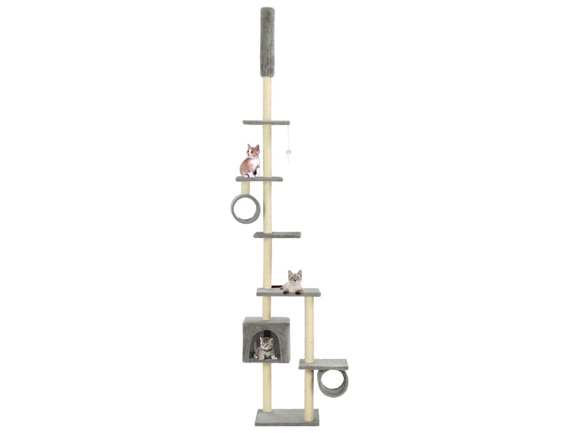 Vidaxl Árvore P/ Gatos C/ Postes Arranhadores Sisal 260 Cm Cinzento
