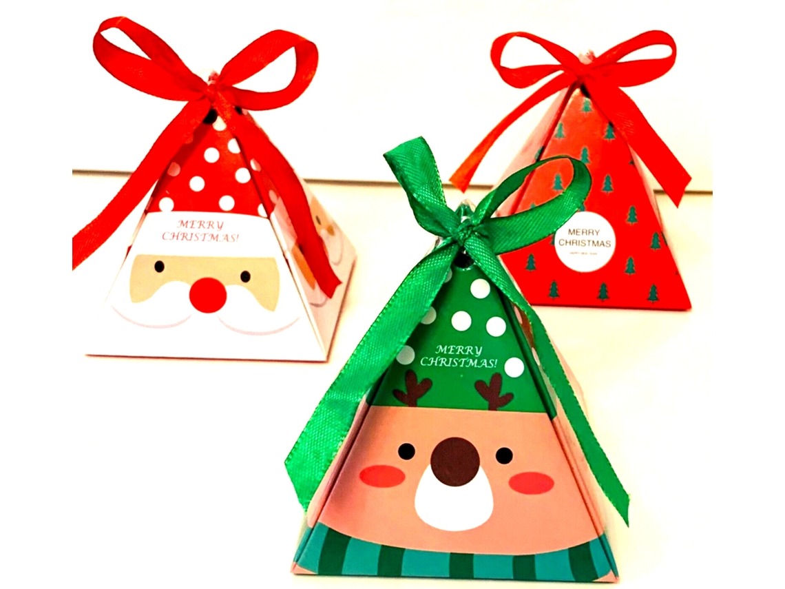 30 X Caixas de Presente de Natal com Formato de Pirâmide Pequena, Doces e Guloseimas, Designs Festivos SUNNY SPACES