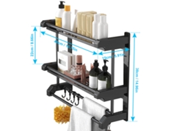 Prateleira de armazenamento de parede em aço inox, 40cm, preto S/MARCA