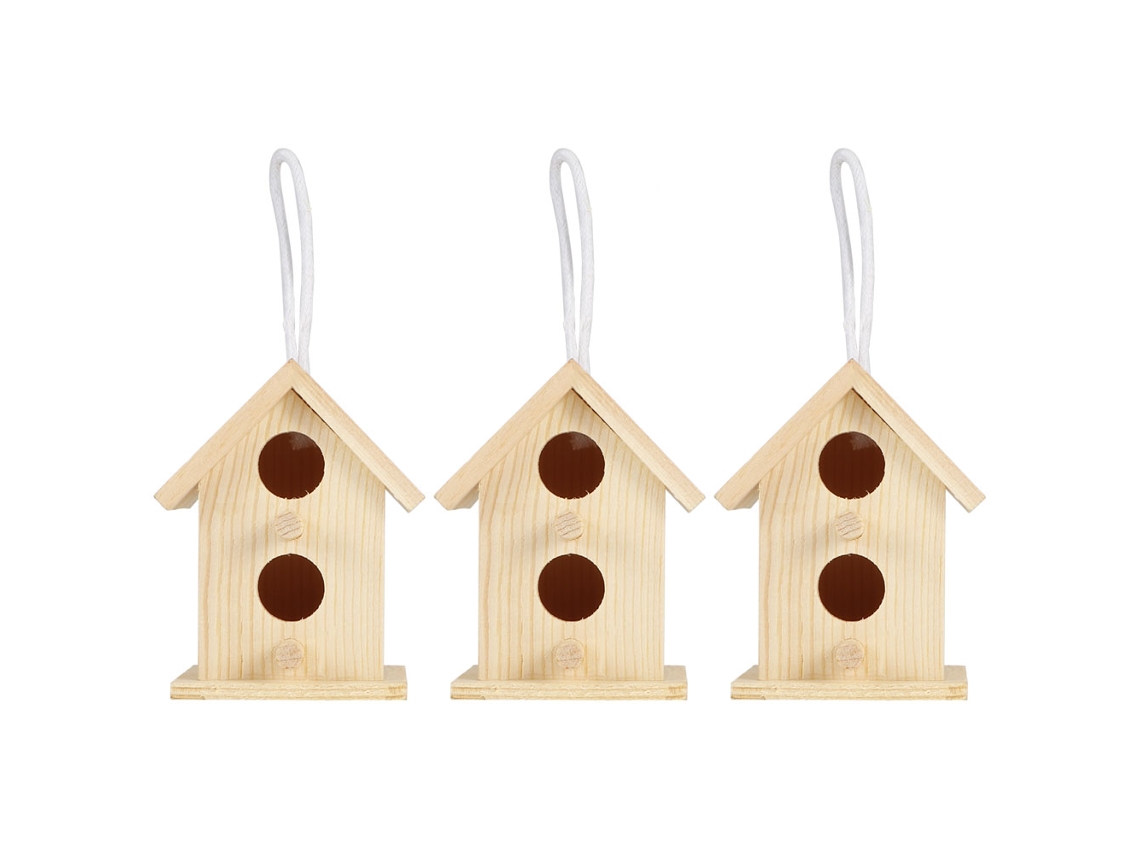 3pcs Casa de Pássaro de Madeira Ninho Colmeia para Jardim S/MARCA