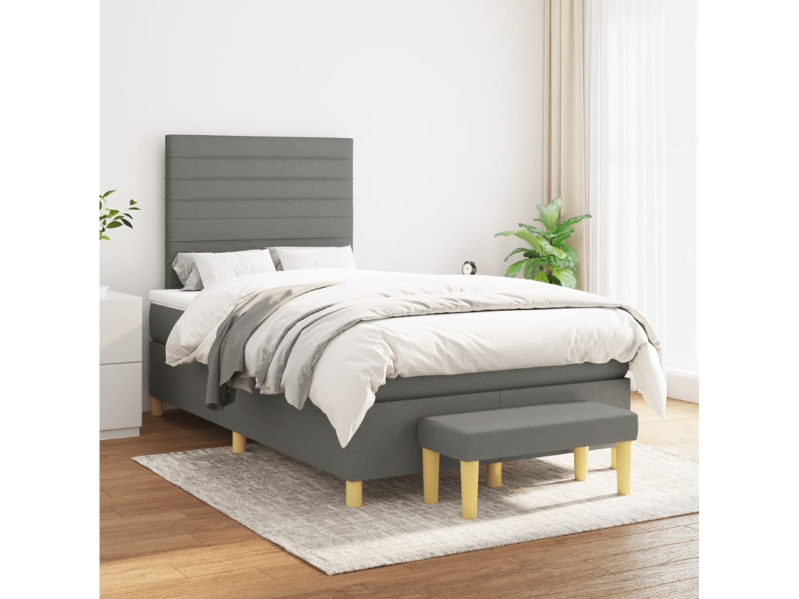 Vidaxl Cama com Molas/colchão 120x200 Cm Tecido Cinzento escuro