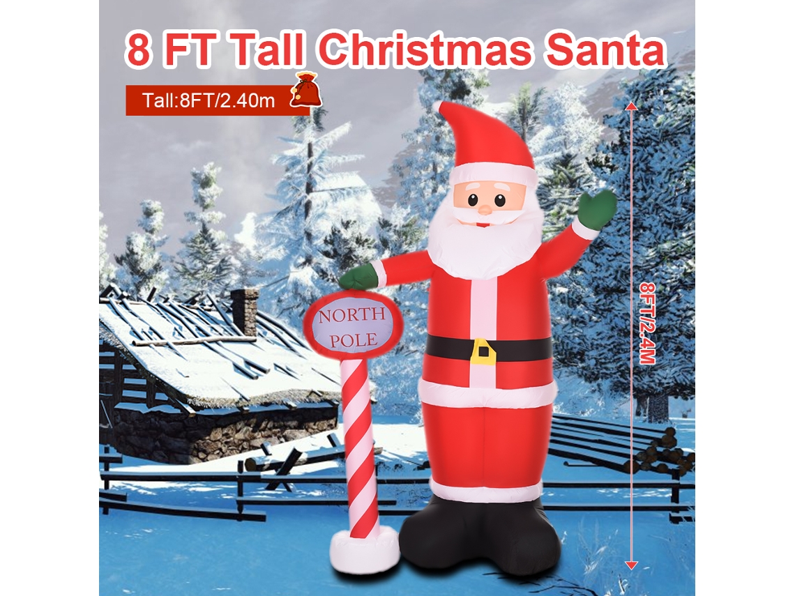 Laxiscreed Papai Noel Inflável 8ft À Prova De Água Com Luz De Led Para Decoração Natal No Jardim