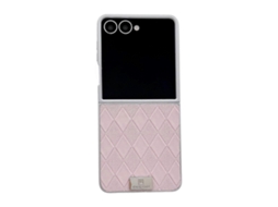 Capa Dobrável Para Celular Samsung Galaxy Z Flip7 5g Com Borda Prateada E Estampa Xadrez De Diamante.