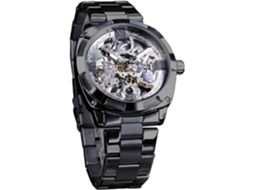 Lurelia Relógio Mecânico Masculino, Automático, Mostrador Esqueleto, 41 Mm, Aço Inoxidável, Resistente À Água