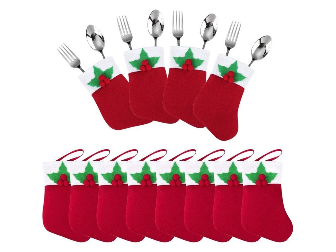 12 Camadas Para Talheres De Natal Do Papai Noel - Decoração De Mesa Para Jantar De Natal