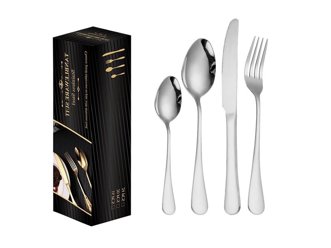 24 Peças Conjunto De Utensílios Para 6 Pessoas Aço Inoxidável Design Moderno Prata