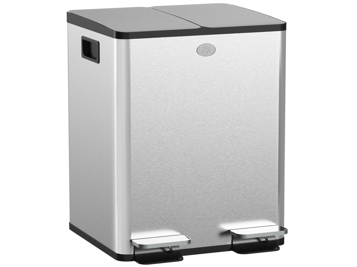 Duplas de lixeiras de 20L com pedal, aço inox, plástico, prata S/MARCA